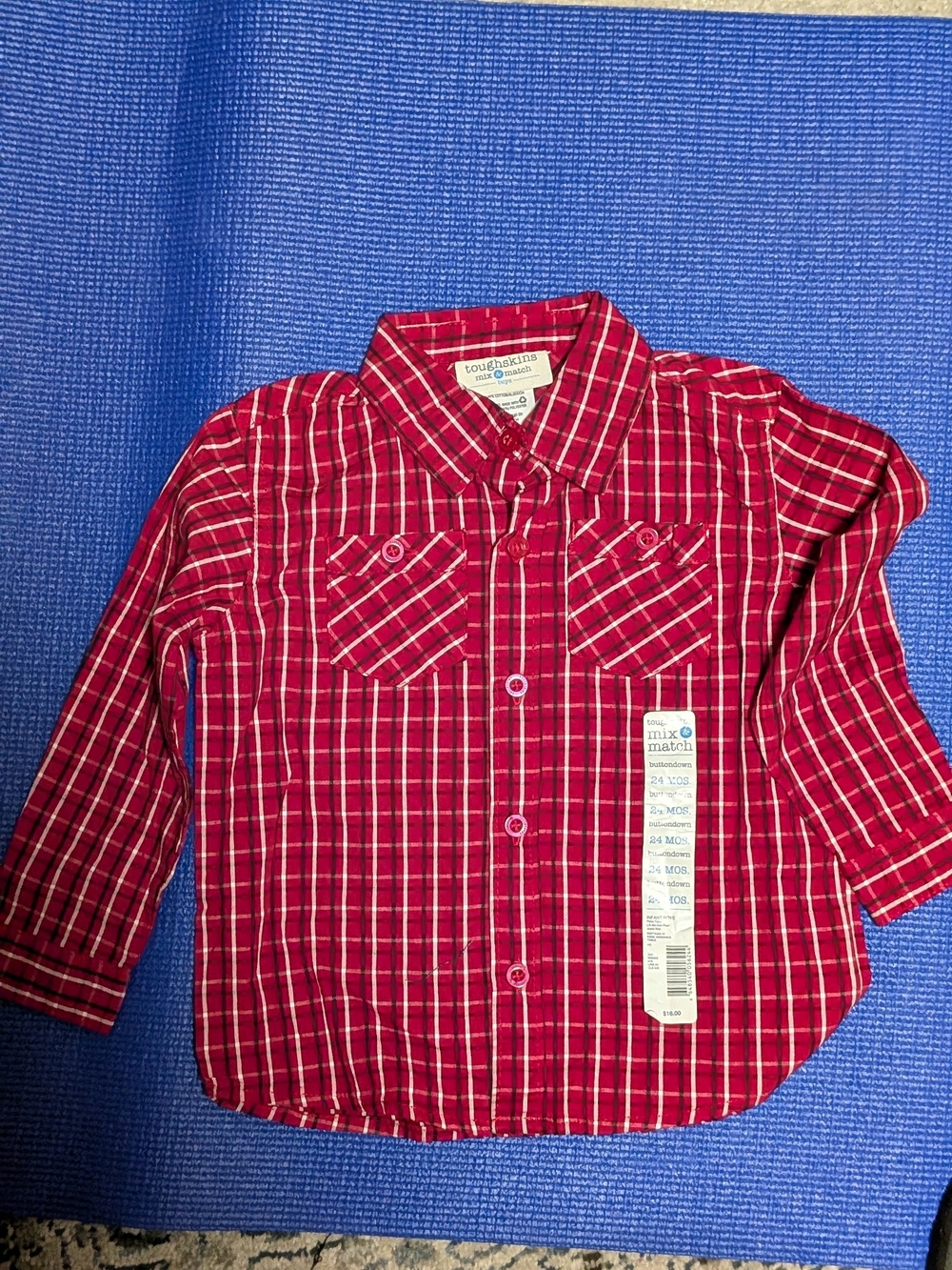 Toughskins Red Plaid Button-Down Shirt for Kids